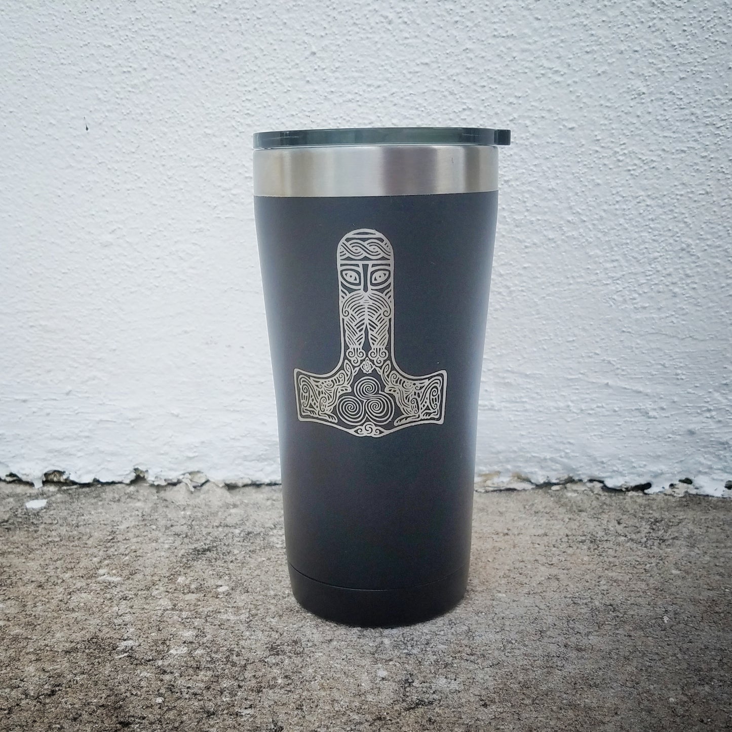 Thor's Hammer with Triskele engraved mug