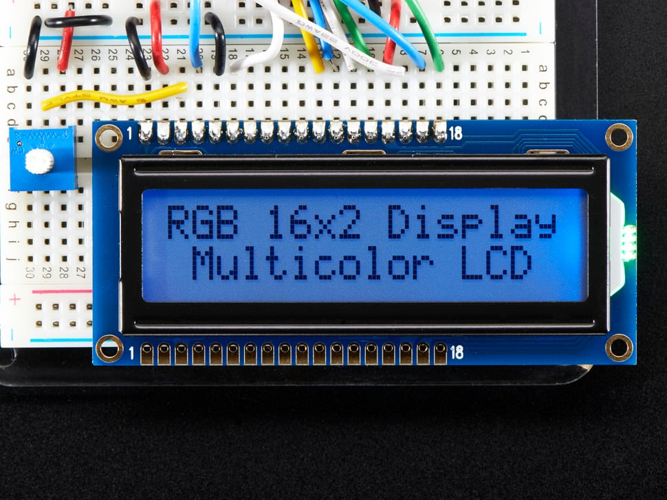 RGB backlight positive LCD 16x2 + extras - black on RGB