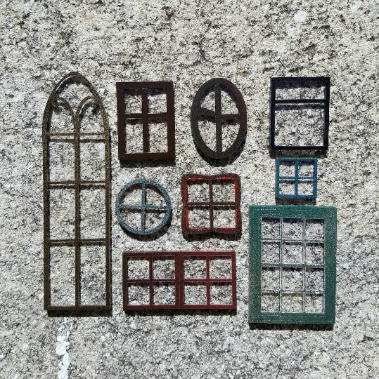 Set of tiny windows for fairy house / dollhouse / diorama / book house