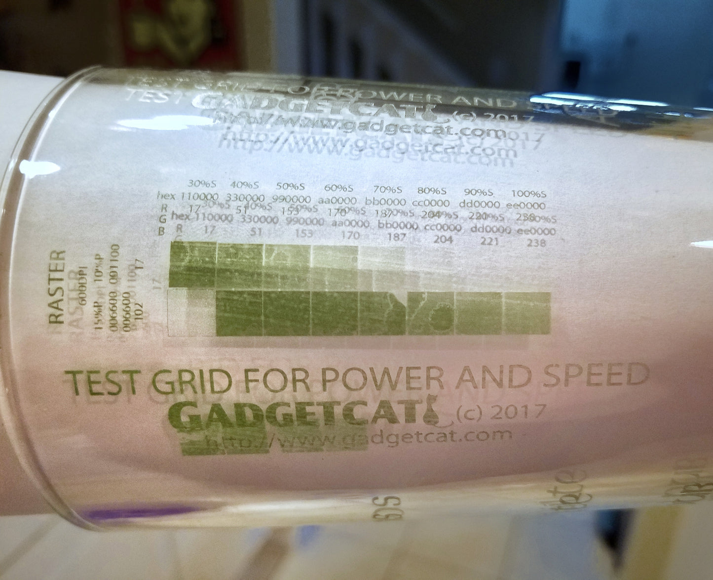 Test grids for Laser power settings