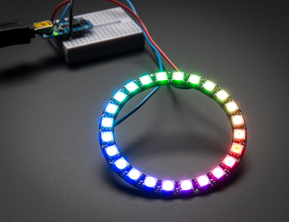 NeoPixel Ring - 24 x WS2812 5050 RGB LED with Integrated Drivers (A-1586) (FLORA-A)