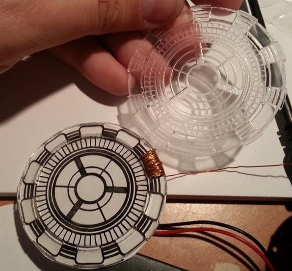 Plastic part of Lasercut Arc Reactor from Adafruit tutorial (GC-ARC01-03)