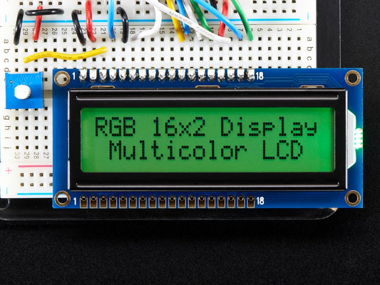 RGB backlight positive LCD 16x2 + extras - black on RGB